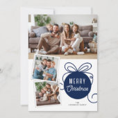 メリークリスマスブルーツリーオーナメント3枚 シーズンカード (正面)