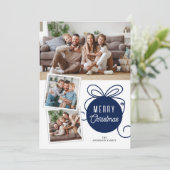 メリークリスマスブルーツリーオーナメント3枚 シーズンカード (スタンド正面)