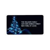 メリークリスマスブルーツリー&スターズホリデー ラベル (正面)