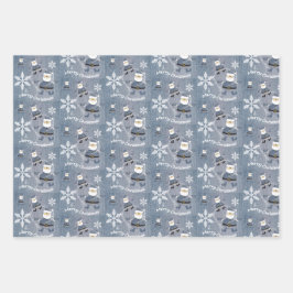 メリークリスマスブルーデニムジーンズ ラッピングペーパーシート