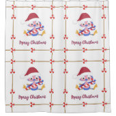 メリークリスマスブルーバードキャンディフレームホリデー シャワーカーテン (正面)