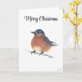 メリークリスマスブルーバードホリデーカード カード (黄色い花)