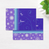 メリークリスマスブルーパープルスノーフレークのギフトラベル (デスク)