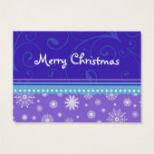 メリークリスマスブルーパープルスノーフレークのギフトラベル (裏面)