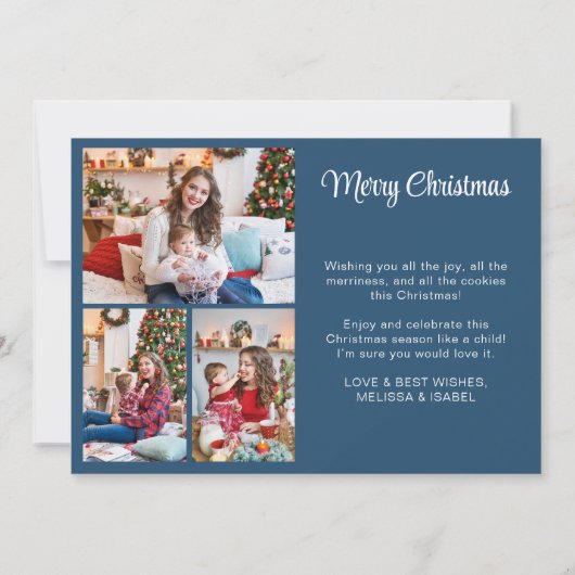 メリークリスマスブルーファミリーホリデーカード シーズンカード (裏面)