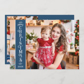 メリークリスマスブルーファミリーホリデーカード シーズンカード (正面/裏面)