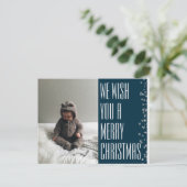 メリークリスマスブルーフォトホリデーポストカード シーズンポストカード (スタンド正面)