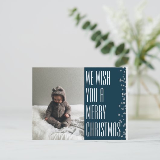 メリークリスマスブルーフォトホリデーポストカード シーズンポストカード (スタンド正面)