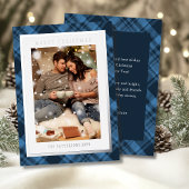 メリークリスマスブループレイドタータンチェック写真 箔シーズンカード