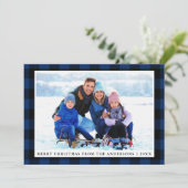 メリークリスマスブループレイドファミリーフォトカード シーズンカード (スタンド正面)