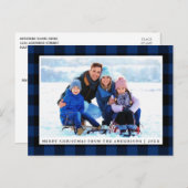 メリークリスマスブループレイドファミリー写真 ポストカード (正面/裏面)