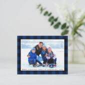 メリークリスマスブループレイドファミリー写真 ポストカード (スタンド正面)