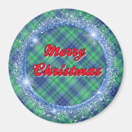 メリークリスマスブループレイドフェイクグリッターフレームマグン マグネット