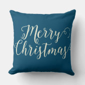 メリークリスマスブルーベージュクリスマス クッション (正面)