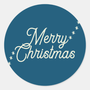 メリークリスマスブルーベージュ雪の結晶クリスマス ラウンドシール