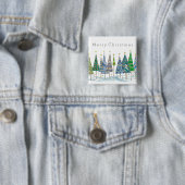 メリークリスマスブルーホリデーツリーズアート 缶バッジ (インサイチュ)