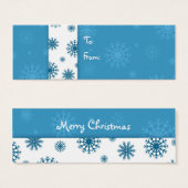 メリークリスマスブルーホワイトスノーフレークスギフトラベル (正面&裏面)