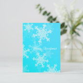 メリークリスマスブルーホワイトスノーフレークミニマリスト シーズンポストカード (スタンド正面)