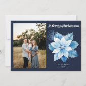 メリークリスマスブルーポインセチア シーズンカード (正面)