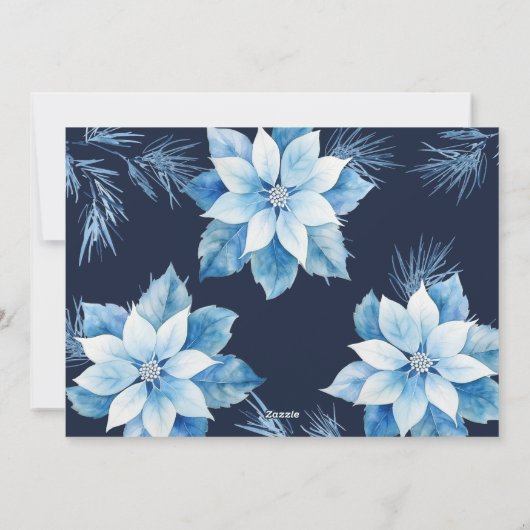 メリークリスマスブルーポインセチア シーズンカード (裏面)