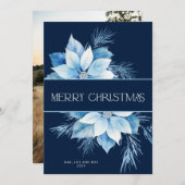 メリークリスマスブルーポインセチア シーズンカード (正面/裏面)