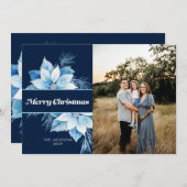 メリークリスマスブルーポインセチア シーズンカード (正面/裏面)