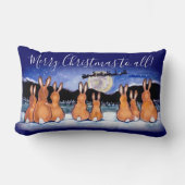 メリークリスマスブルーラビットナイトシーンそり ランバークッション (正面)