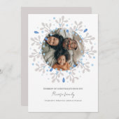 メリークリスマスブルーリースフォトカード シーズンカード (正面/裏面)