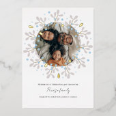 メリークリスマスブルーリースフォトカード 箔シーズンカード (正面)