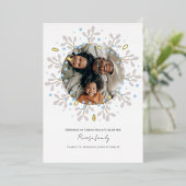 メリークリスマスブルーリースフォトカード 箔シーズンカード (立ち正面)