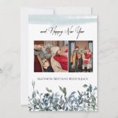 メリークリスマスブルーリースフォトホリデーカード シーズンカード (裏面)