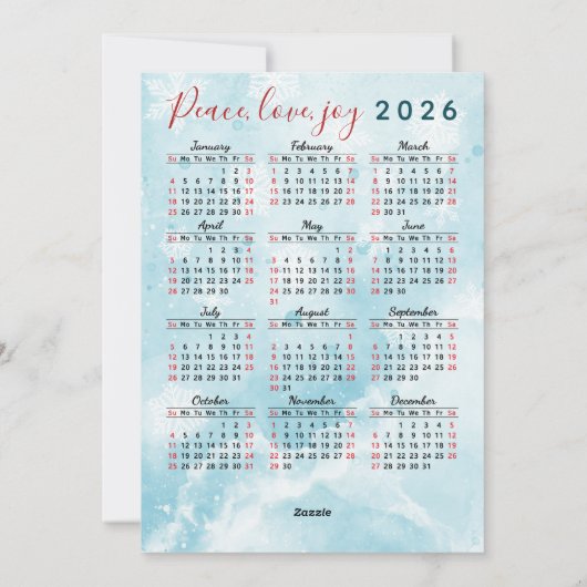 メリークリスマスブルーレッド格言2025カレンダー シーズンカード (裏面)