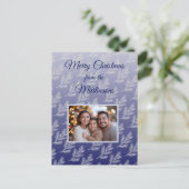 メリークリスマスブルー植物写真 シーズンポストカード (スタンド正面)