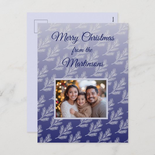 メリークリスマスブルー植物写真 シーズンポストカード (正面/裏面)