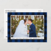 メリークリスマスブルー結婚プレイドの写真 ポストカード (正面/裏面)