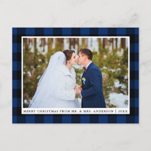 メリークリスマスブルー結婚プレイドの写真 ポストカード