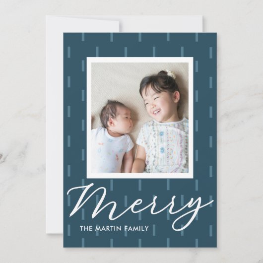メリークリスマスブルー蒸しプリント写真 シーズンカード (正面)