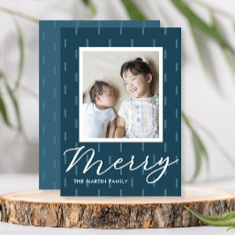 メリークリスマスブルー蒸しプリント写真 シーズンカード