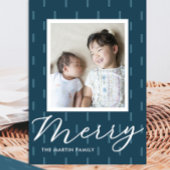 メリークリスマスブルー蒸しプリント写真 シーズンカード