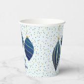 メリークリスマスブルー金ゴールドオーナメントブルー 紙コップ (右)
