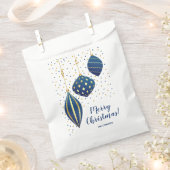 メリークリスマスブルー金ゴールドオーナメント フェイバーバッグ (クリップ留めされた状態)