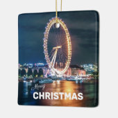 メリークリスマスブルー金ゴールドナイトロンドン セラミックオーナメント (左)