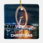メリークリスマスブルー金ゴールドナイトロンドン セラミックオーナメント (正面)