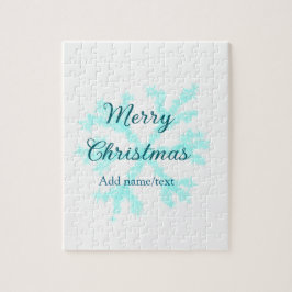 メリークリスマスブルー雪フレークグリッターキラキラna ジグソーパズル