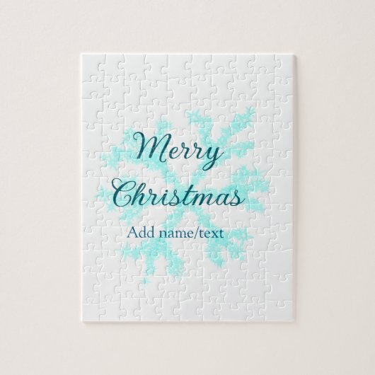 メリークリスマスブルー雪フレークグリッターキラキラna ジグソーパズル (縦)