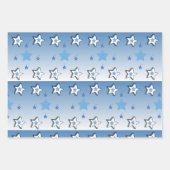 メリークリスマスブルー&ホワイトスターズ ラッピングペーパーシート (正面3)