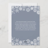 メリークリスマスブルー&ホワイトスノーフレーク1写真 シーズンカード (裏面)