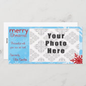 メリークリスマスブルー/レッドスノーフレークテーマ シーズンカード (正面/裏面)