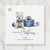 メリークリスマスブルー,白,シルバーフェスティバル子犬 フェイバータグ (正面)