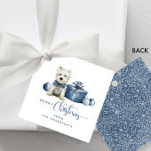 メリークリスマスブルー,白,シルバーフェスティバル子犬 フェイバータグ